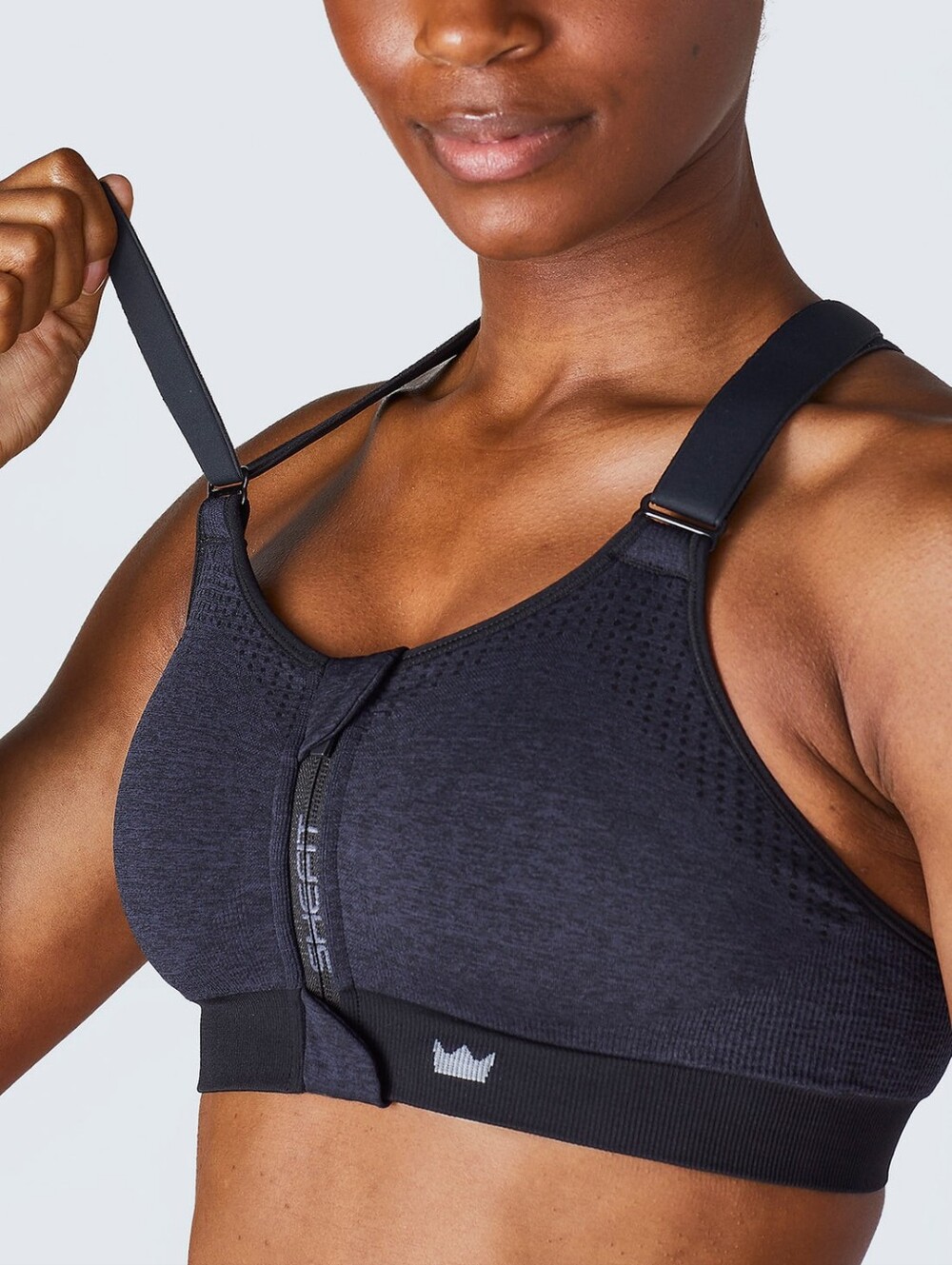 SHEFIT Blue Zip-Front Low Impact Sports Bra Size 1Luxe
